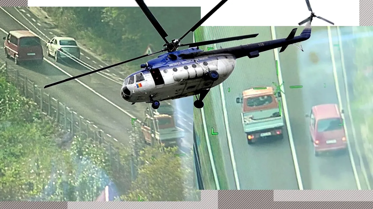 Cum au rămas doi români fără permise de conducere după ce au fost filmați din…elicopter