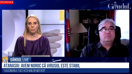 Webinar Gândul și Asociația Medici pentru România. Costel Atanasiu, virusolog român stabilit în SUA: Avem noroc că SARS-CoV-2 este destul de stabil. Vaccinurile fac față mutațiilor - VIDEO