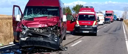 ACCIDENT cu șase victime, în județul Dâmbovița. Au fost implicate un TIR și o autoutilitară, care transporta mai multe persoane