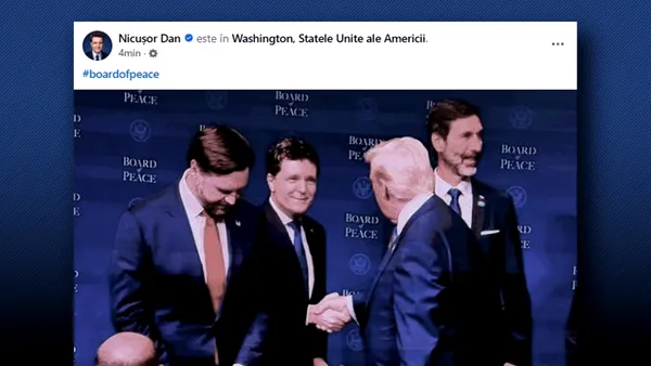 Nicușor Dan a publicat o poză „oficială” cu Donald Trump, de fapt o captură foto a ecranului unui televizor care transmite live evenimentul