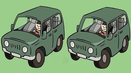 Test de logică | Găsiți toate cele 3 diferențe între aceste două mașini, în cel mult 23 de secunde!