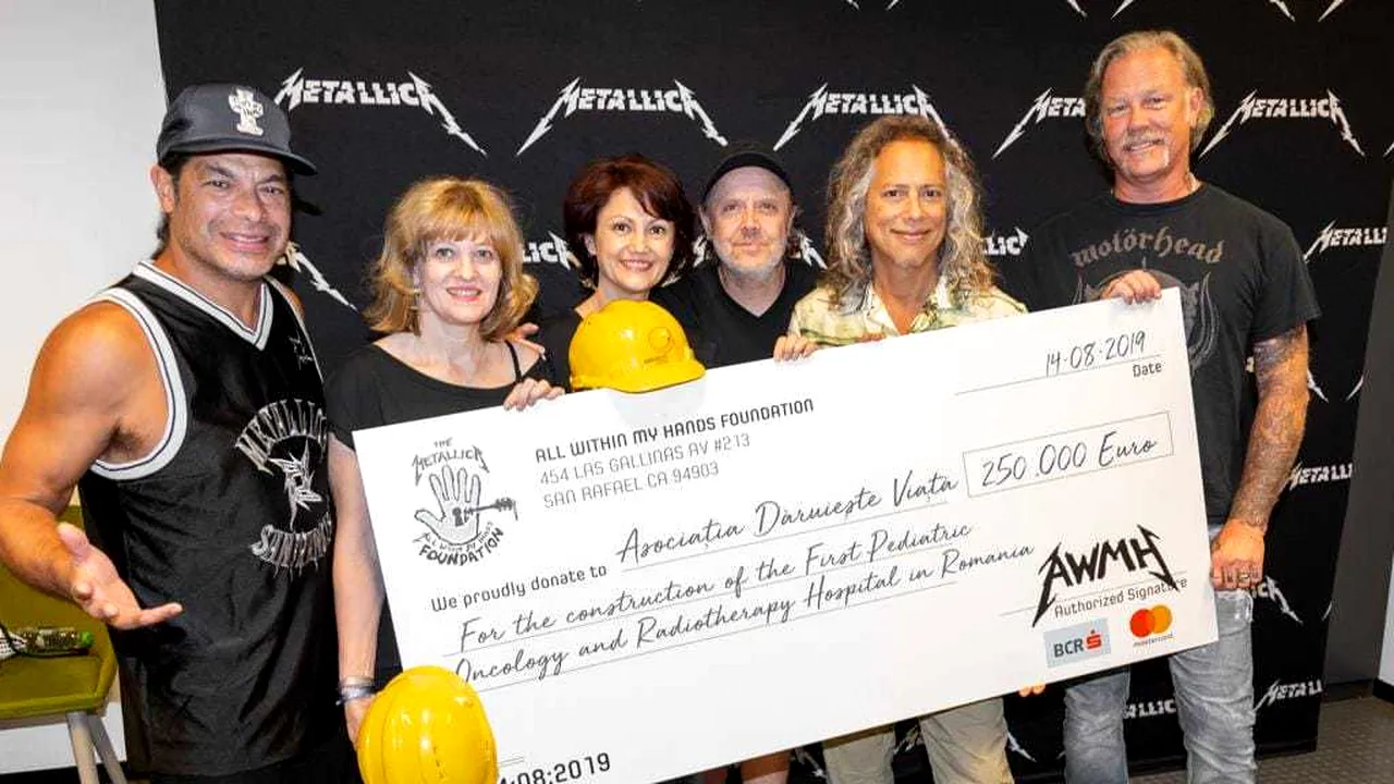 Metallica a donat 250.000 de euro pentru campania Dăruiește Viață / Rockerii au pus umărul la ridicarea primului Spital de Oncologie și Radioterapie Pediatrică din România