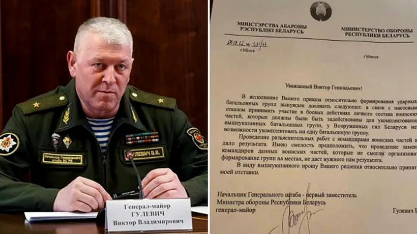 Şeful statului major din Belarus ar fi demisionat pentru că militarii săi nu vor să susţină invazia în Ucraina