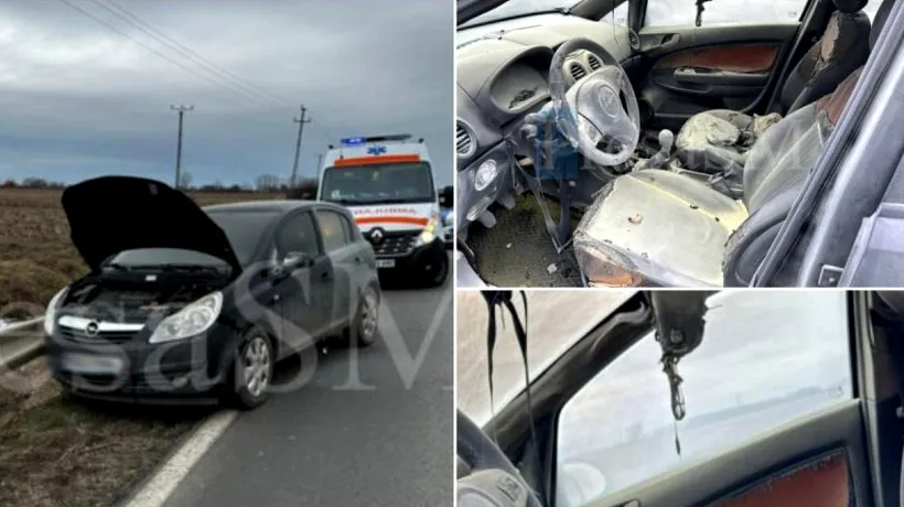 O femeie din județul Satu Mare a fost RĂNITĂ după ce maşina pe care o conducea a luat foc în mers și s-a aruncat din ea
