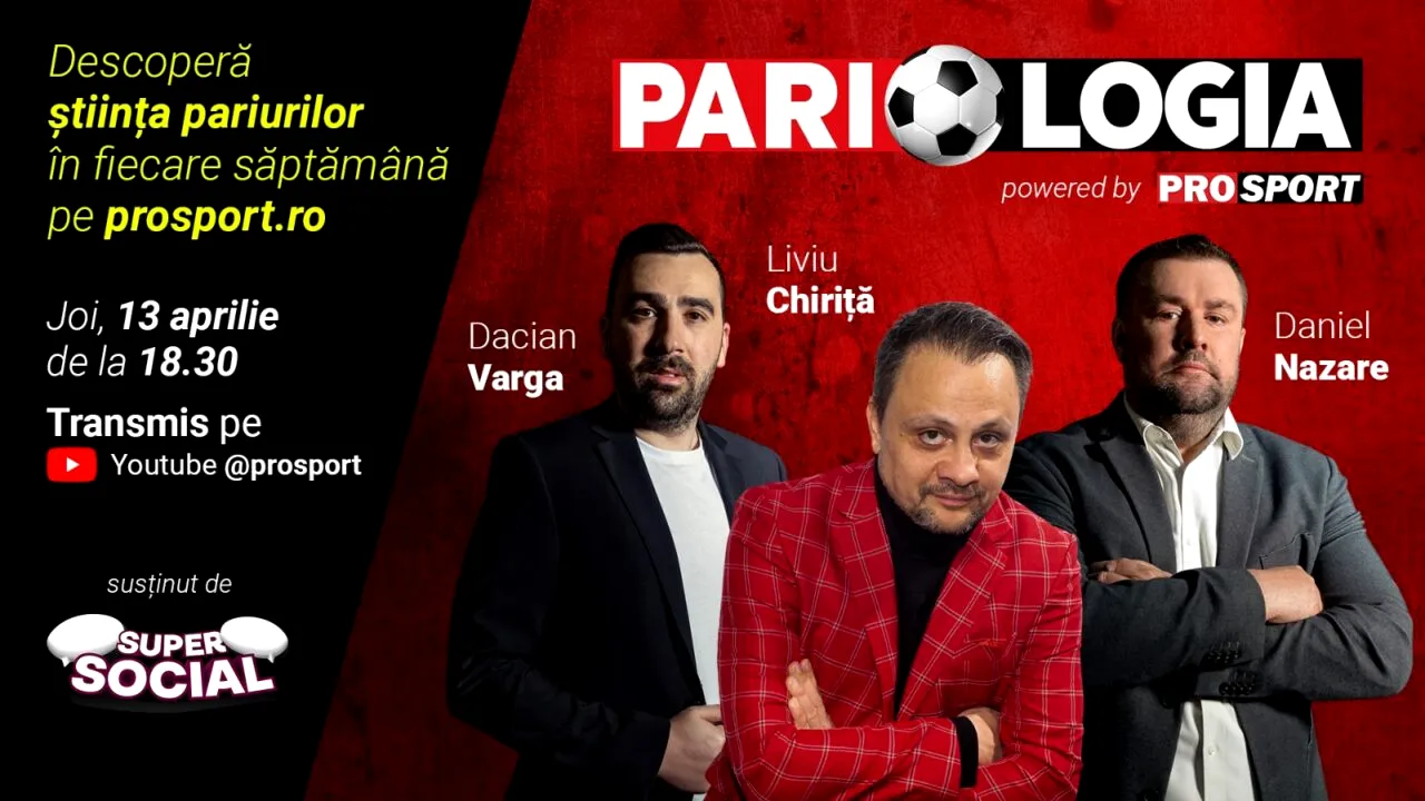 PROSPORT lansează PARIOLOGIA, o emisiune cu Liviu Chiriță, cel care a câștigat 165.000 de euro cu un bilet fabulos, Daniel Nazare și Dacian Varga!