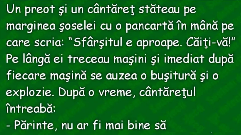 Bancul de luni | Sfârșitul e aproape. Căiți-vă!