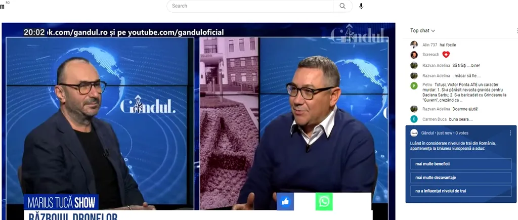 POLL Marius Tucă Show: „Luând în considerare nivelul de trai în România, ce a adus apartenența la Uniunea Europeană?”