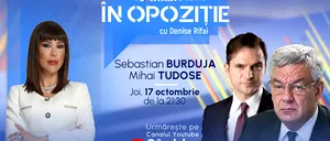 Emisiunea „În Opoziție cu Denise Rifai” începe joi, 17 octombrie, de la ora 21:30, live pe GÂNDUL. Invitați: Sebastian Burduja și Mihai Tudose