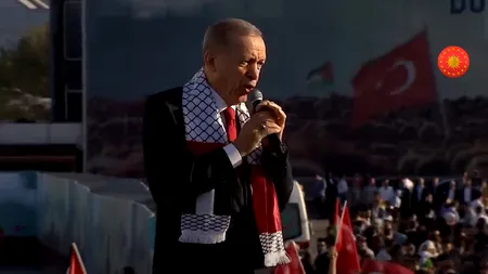 VIDEO | Președintele Erdoğan s-a dezlănțuit la un uriaș miting pro-palestinian. „Israelul este un ocupant. Vom declara Israelul criminal de război”