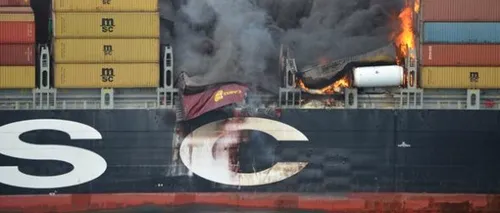 Nava Flaminia, distrusă parțial într-un incendiu, a acostat în Portul Constanța