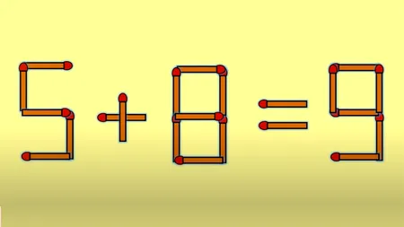 TEST IQ cu chibrituri | 5+8=9 este greșit. Mutați un singur băț și corectați egalitatea