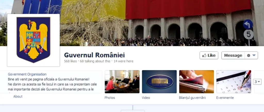 Guvernul și-a lansat pagină de Facebook, cu linkuri către pagina și contul de Twitter ale lui Ponta
