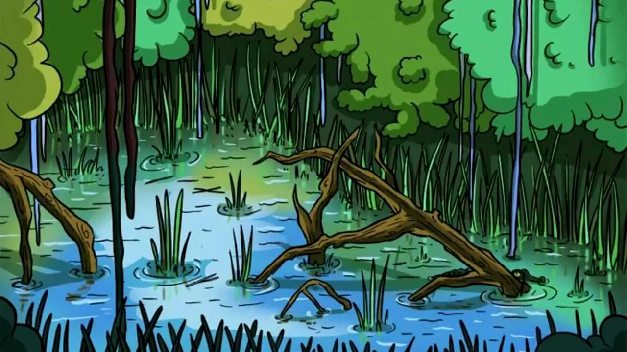 Iluzie optică virală | Doar geniile pot vedea crocodilul ascuns în această imagine