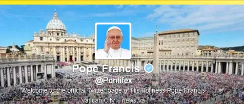 Contul de Twitter al papei Francisc a depășit pragul istoric de 13 milioane de admiratori