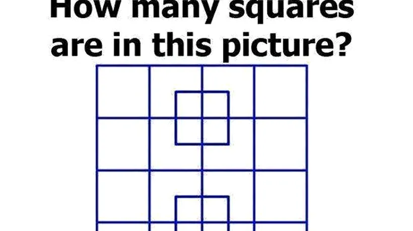 FOTO: Câte pătrate vezi în această imagine? 92% dintre oameni răspund greșit