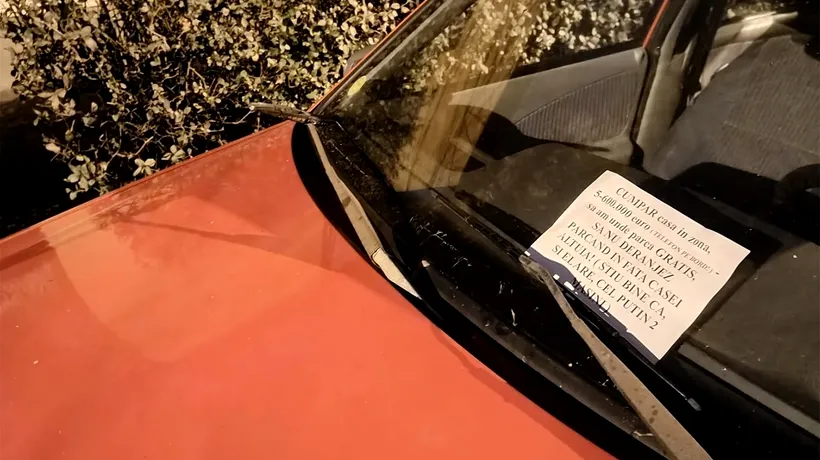 Ce bilețel IRONIC a găsit, pe parbriz, un șofer din Cluj, pentru că a parcat în fața unei vile de 600.000 de euro
