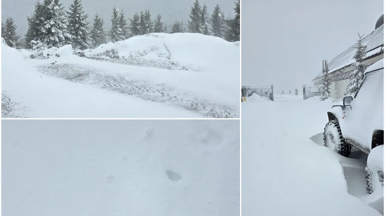 Stațiunile montane din România, înzăpezite. Coduri portocalii de ninsori. Drumul spre o stațiune cunoscută din țară, închis din cauza ninsorilor