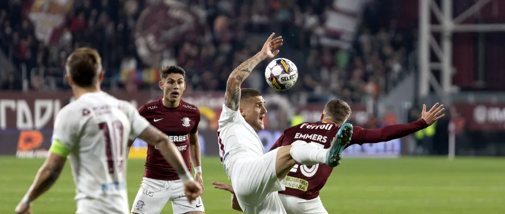 Rapid câștigă derby-ul cu CFR Cluj dintr-un penalty inventat de arbitrul Cătălin Popa! „Dugandzic se ține reciproc cu Burcă, după care se aruncă la pământ” | GALERIE FOTO