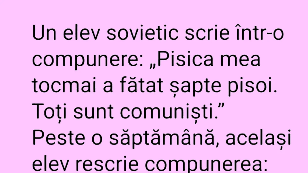 Bancul de joi | Un elev sovietic scrie o compunere