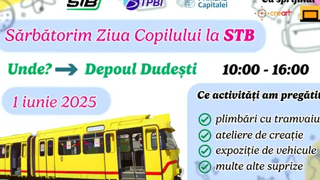 STB invită copiii, de 1 iunie, la Depoul Dudești, la plimbări cu tramvaiul sau teatru de păpuși