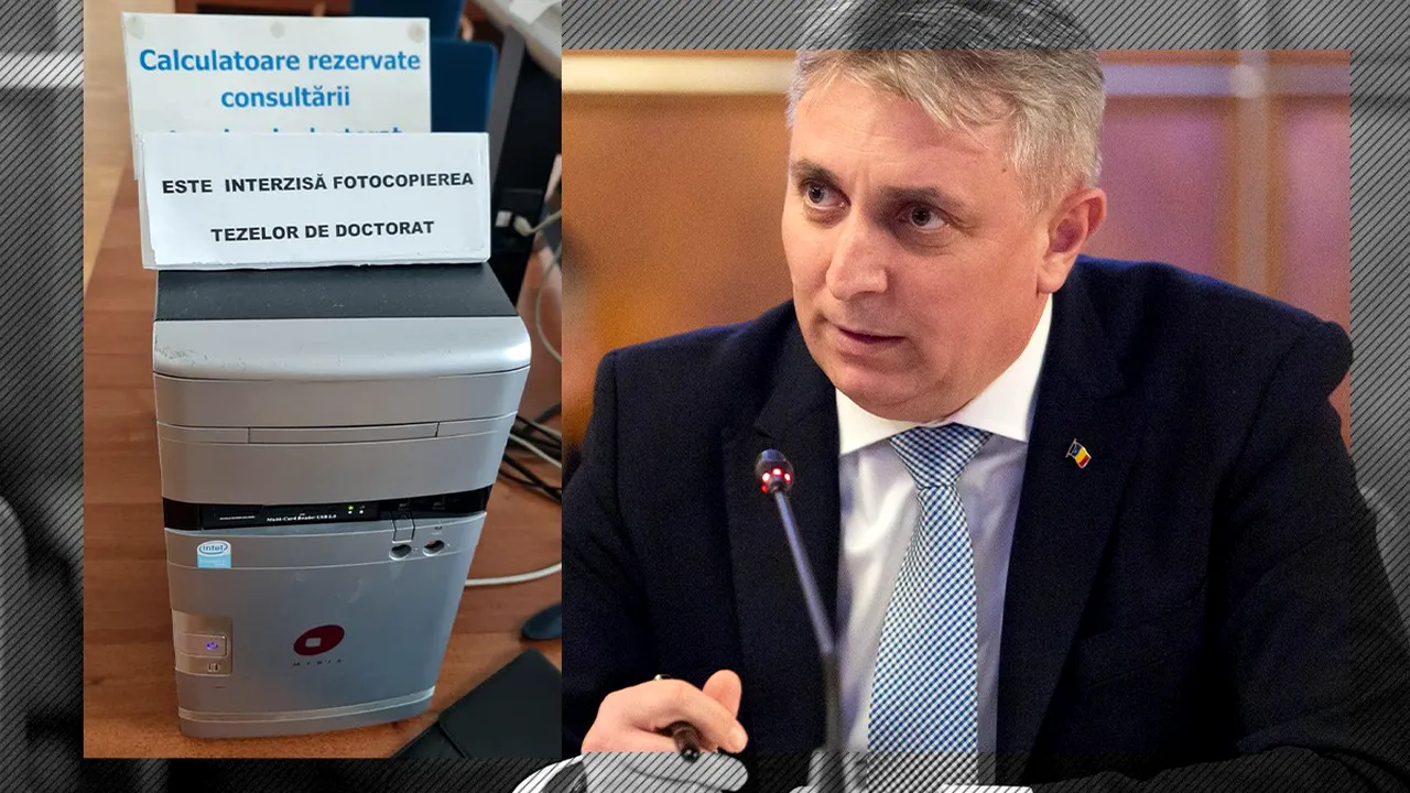 FOTO | O delegație USR a mers la Biblioteca Națională pentru a transcrie teza de doctorat a ministrului Lucian Bode: ”Nu poate fi copiată la xerox sau fotografiată”