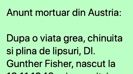 Bancul de joi | Anunț mortuar din Austria