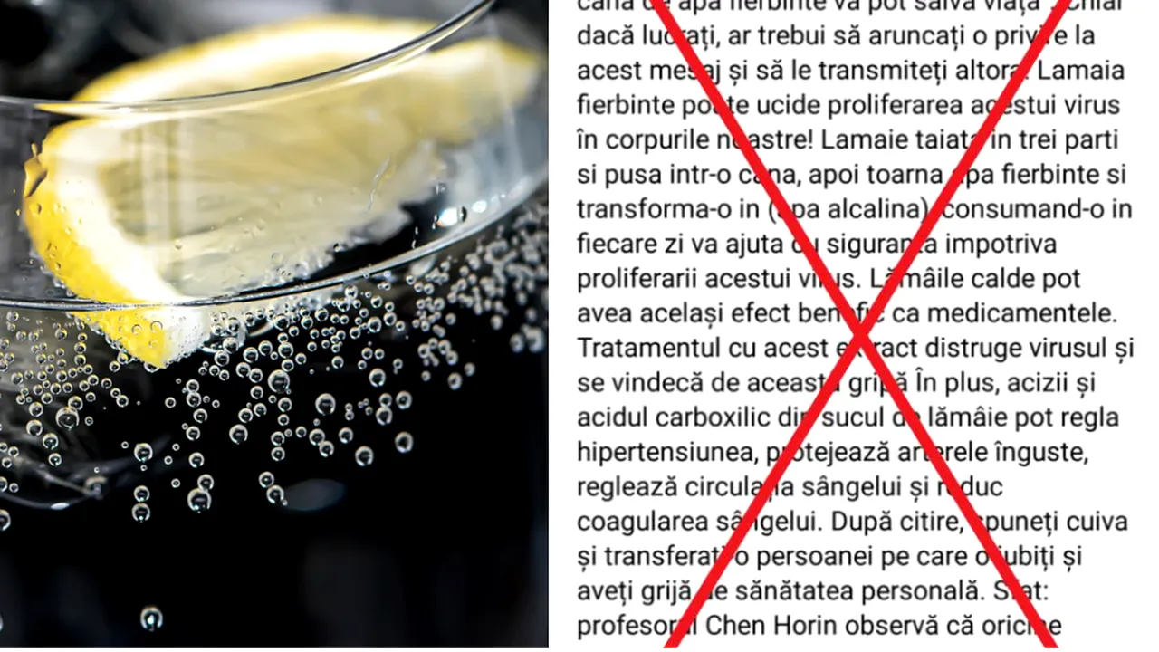 Dezinformare cu zeci de mii de distribuiri pe internet: „Apa cu lămâie protejează împotriva COVID-19