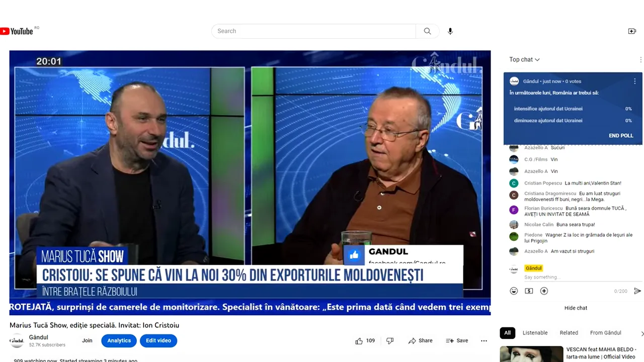 POLL Marius Tucă Show: „În următoarele luni, România ar trebui să diminueze sau să intensifice ajutorul dat Ucrainei?”