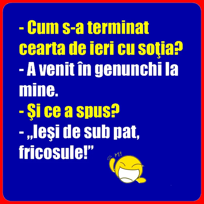 Bancul de miercuri | „Cum s-a terminat cearta de ieri cu soția?”