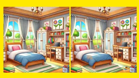 Test de logică | Aceste două dormitoare par identice, dar nu sunt. Identificați cele 4 diferențe