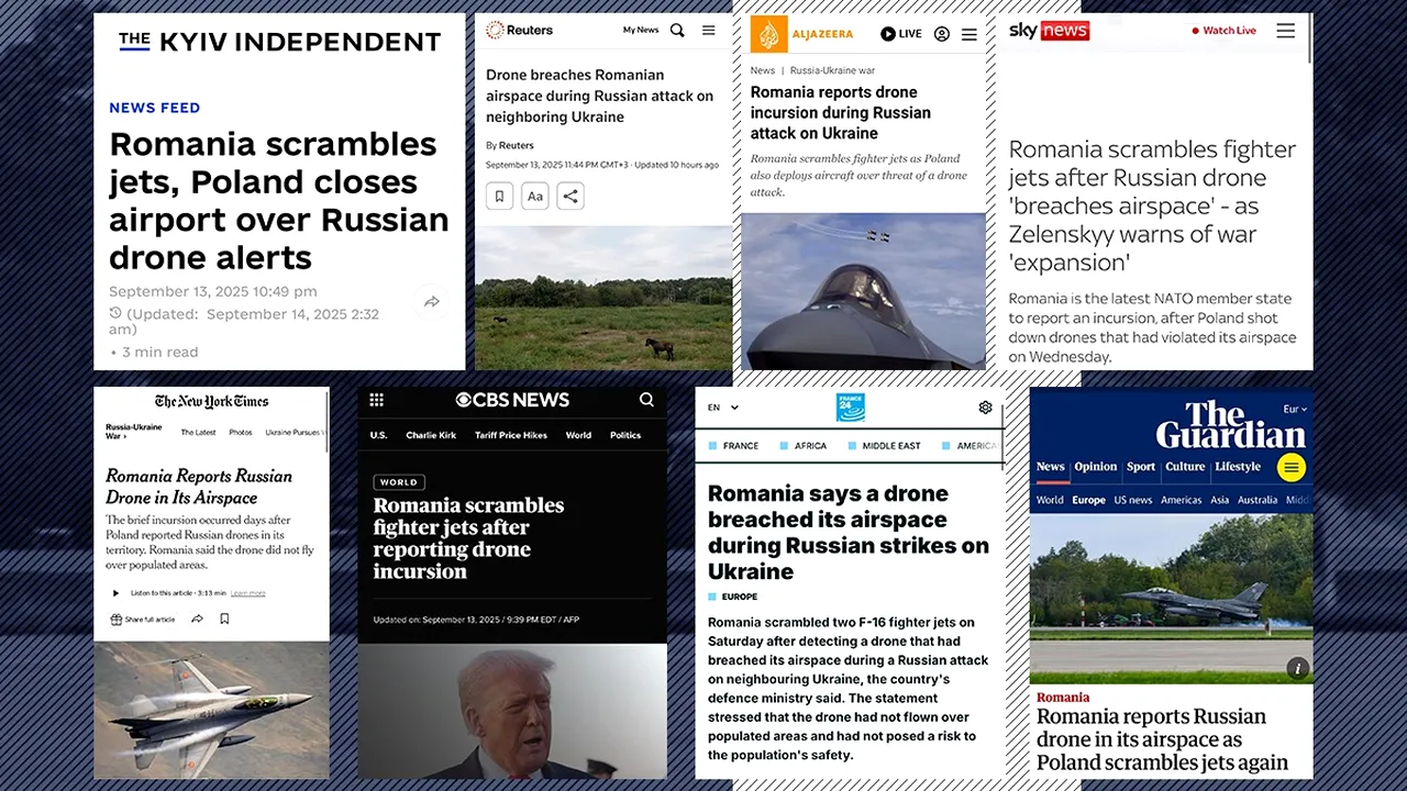 Relatările presei internaționale despre drona rusească din spațiul aerian românesc: „România, cel mai recent stat NATO care a raportat o incursiune”