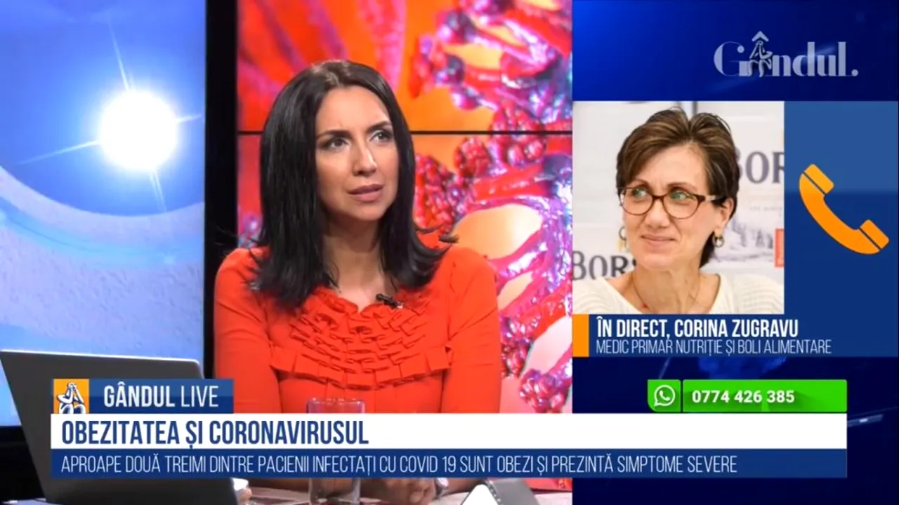 GÂNDUL LIVE. Corina Zugravu, medic primar nutriție și boli alimentare: Persoanele supraponderale și obeze reacționează prost la infecții. Este important să ne „călim” organismul, copiii nu mai au azi această șansă | VIDEO