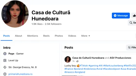 Pagina de Facebook a Casei de Cultură Hunedoara a fost spartă. Hackerii au încărcat aproape 30 de materiale pornografice