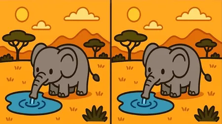 Test de perspicacitate | Identificați toate cele 3 diferențe dintre cei doi elefanți din imagine!