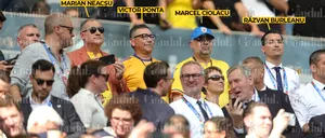Marcel CIOLACU, alături de Victor Ponta, vicepremierul Marian Neacșu și șeful FRF, Răzvan Burleanu, în tribune la meciul ROMÂNIA-SLOVACIA