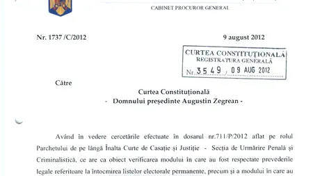 Parchetul General: Am transmis CCR că putem să le punem la dispoziție listele  electorale