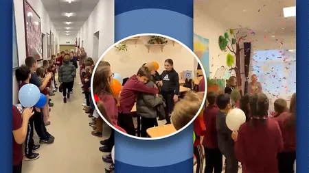 Fără cuvinte. Un prichindel bolnav de cancer este întâmpinat de colegi la reîntoarcerea la școală