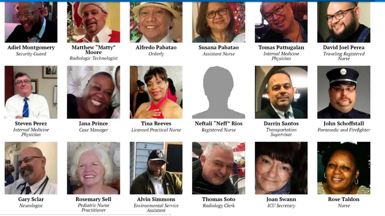 CUTREMURĂTOR. Fotografiile celor 600 de lucrători medicali decimați de COVID-19 în SUA, publicate in memoriam/ Ce spun autorii proiectului despre „măcelul” din sistemul sanitar american