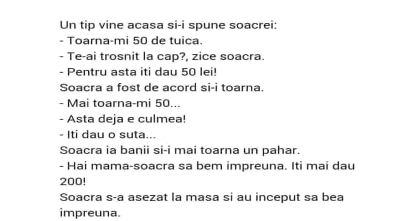 Bancul de LUNI | ”Dragul meu, i-ai dat pensia mamei?”