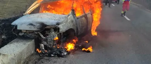 O șoferiță din Alba a murit arsă de vie, după ce a intrat cu mașina într-un cap de pod