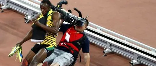 Bolt, dărâmat accidental de un cameraman chinez: jamaicanul s-a ales cu o tăietură