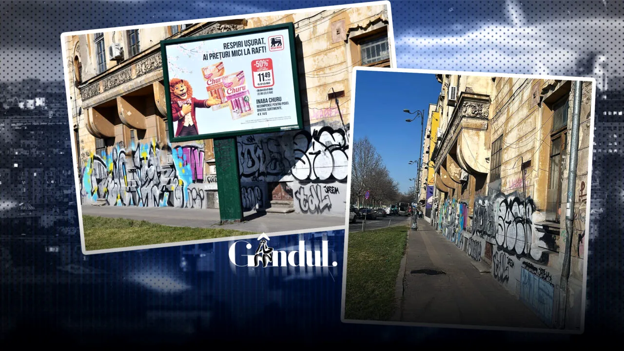 Primăria Capitalei a demontat un panou publicitar și a montat și stâlpișori în fața Sălii Palatului