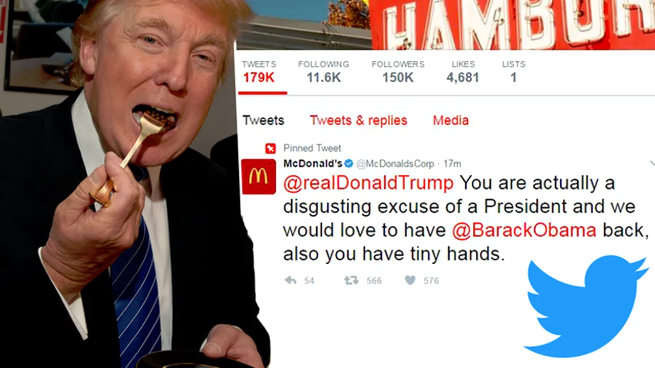 Anchetă la McDonald's, după transmiterea pe Twitter a unui mesaj ofensator la adresa lui Trump