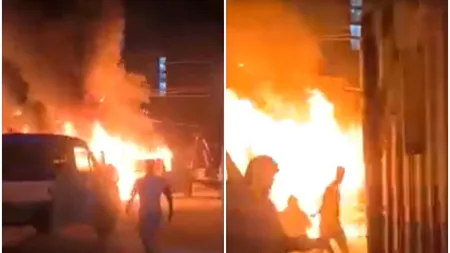 Opt autoturisme au ars într-un INCENDIU de amploare, izbucnit într-o parcare din Sectorul 3. De la ce ar fi plecat totul