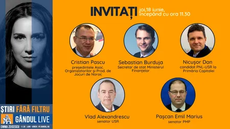 GÂNDUL LIVE. Nicușor Dan, candidat PNL-USR la Primăria Capitalei, și senatorul USR Vlad Alexandrescu, printre invitații Emmei Zeicescu, pe 18 iunie, de la 11.30