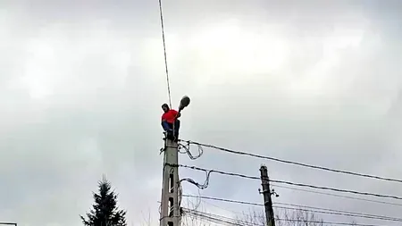 VIDEO | Un bărbat s-a urcat pe un stâlp în fața casei lui Gigi Becali din Pipera. A refuzat să coboare până nu a primit bani de la afacerist