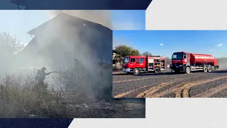 Incendiu de vegetație într-o localitate din Ilfov. O casă a luat FOC