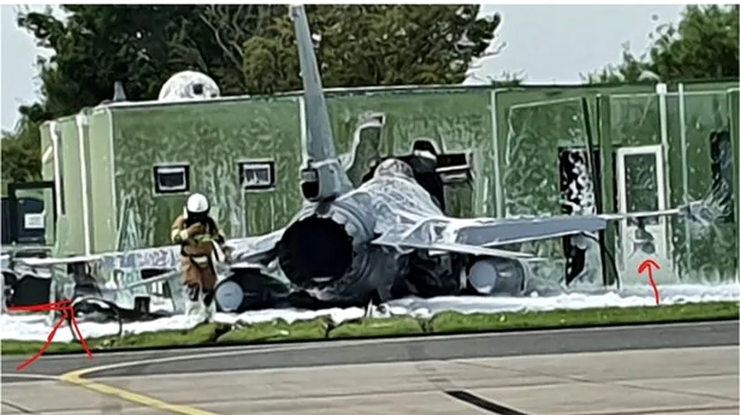 Un avion belgian de tip F-16 a intrat într-o clădire la decolare. Pilotul s-a catapultat