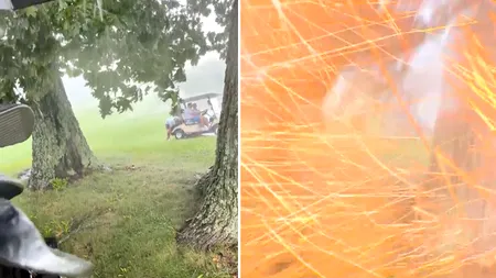 Momentul în care un bărbat este lovit de fulger pe un teren de golf din SUA a fost surprins pe cameră chiar de victimă: „Mi-am pierdut auzul și orice senzație în corp”