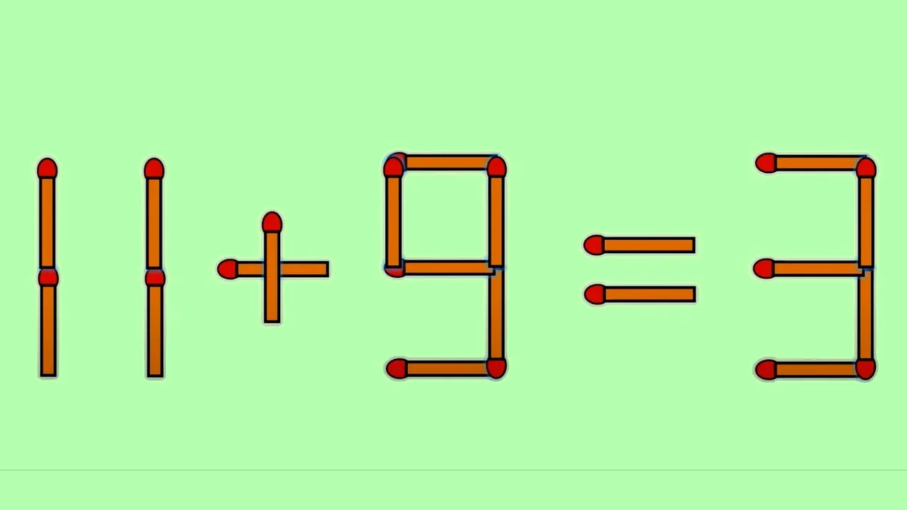 Test IQ cu chibrituri | Corectați 11+9=3, mutând un singur băț